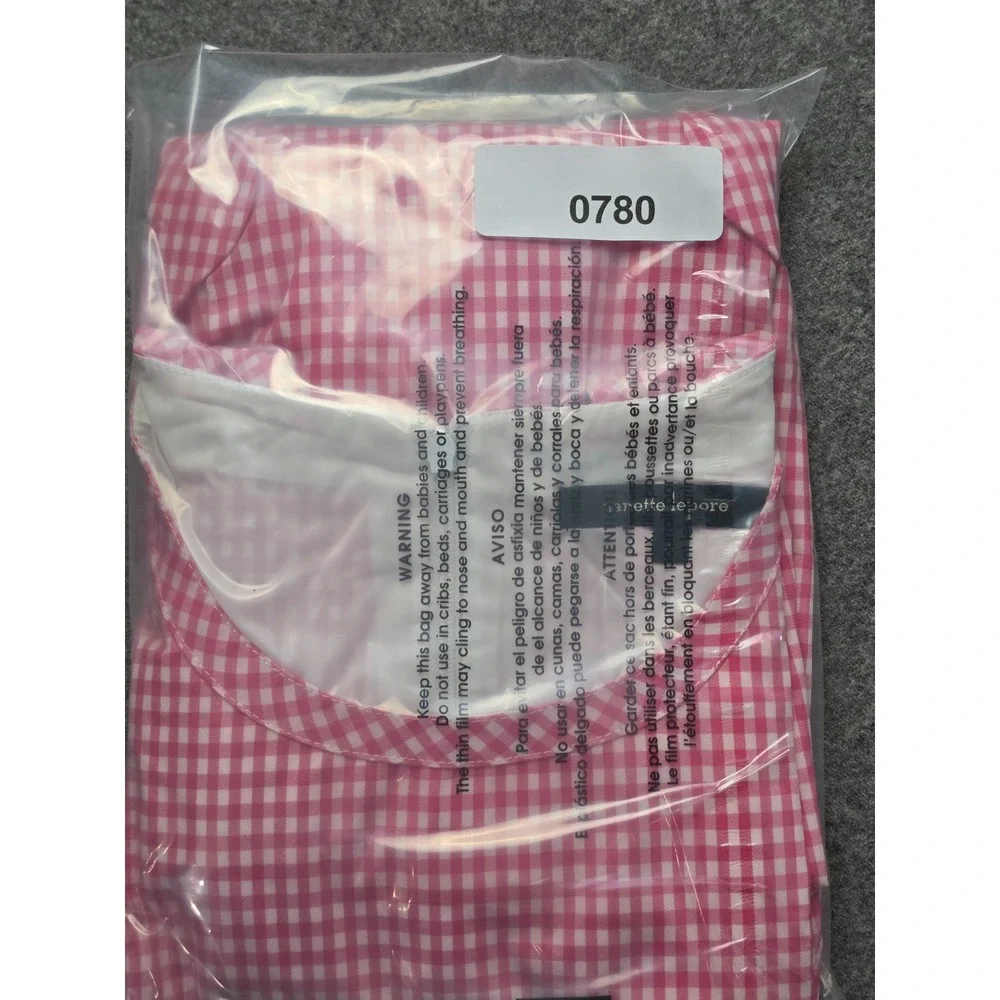 Nanette Lepore Fit & Flare Dress Womens 2 Pink White Gingham Check Sleeveless